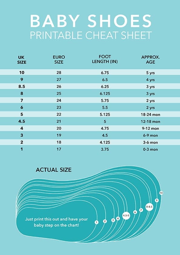 baby shoes chart kidling