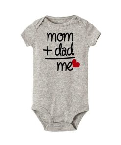 mom dad love romper grey