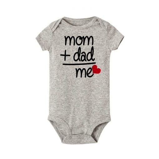 mom dad love romper grey