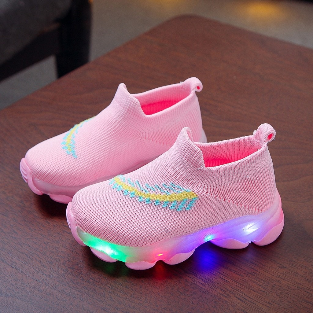 elegantstunning Baby Boys Girls Sneakers Shoes Soft Sports Shoes with LED 