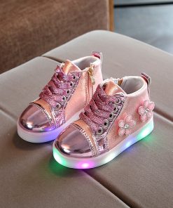 Baby Girls Floral Crystal Led Light Shoe