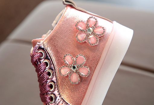 Baby Girls Floral Crystal Led Light Shoe