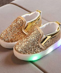 The Kidling's Golden Sequin LED shoe Party wear