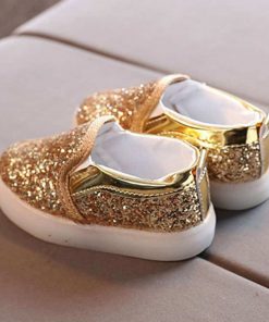 The Kidling's Golden Sequin LED shoe Party wear