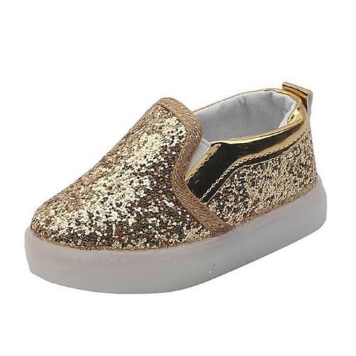 The Kidling's Golden Sequin LED shoe Party wear