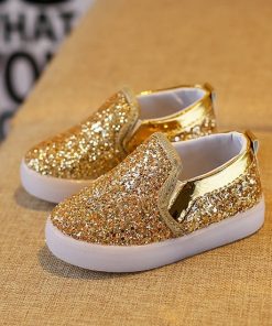 The Kidling's Golden Sequin LED shoe Party wear