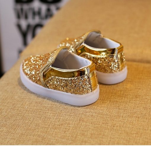 The Kidling's Golden Sequin LED shoe Party wear