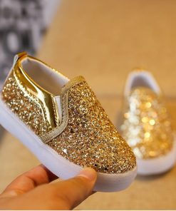 The Kidling's Golden Sequin LED shoe Party wear